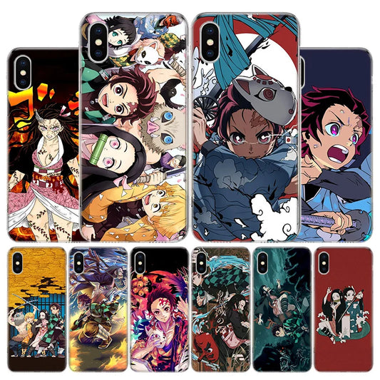 Anime Demon 😈 Slayer Kimetsu no Yaiba Japan Phone Case For Apple iphone 15 + 14 13 12 Mini 11 Pro Max SE X XS XR 7 8 6S Plus