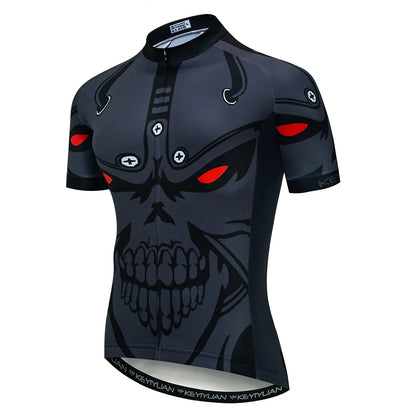 KEYIYUAN New Skull Series Men Bike Jersey Short Sleeve MTB Cycling Shirt Road Mountain Bicycle Clothing Tops Wielerkleding Heren