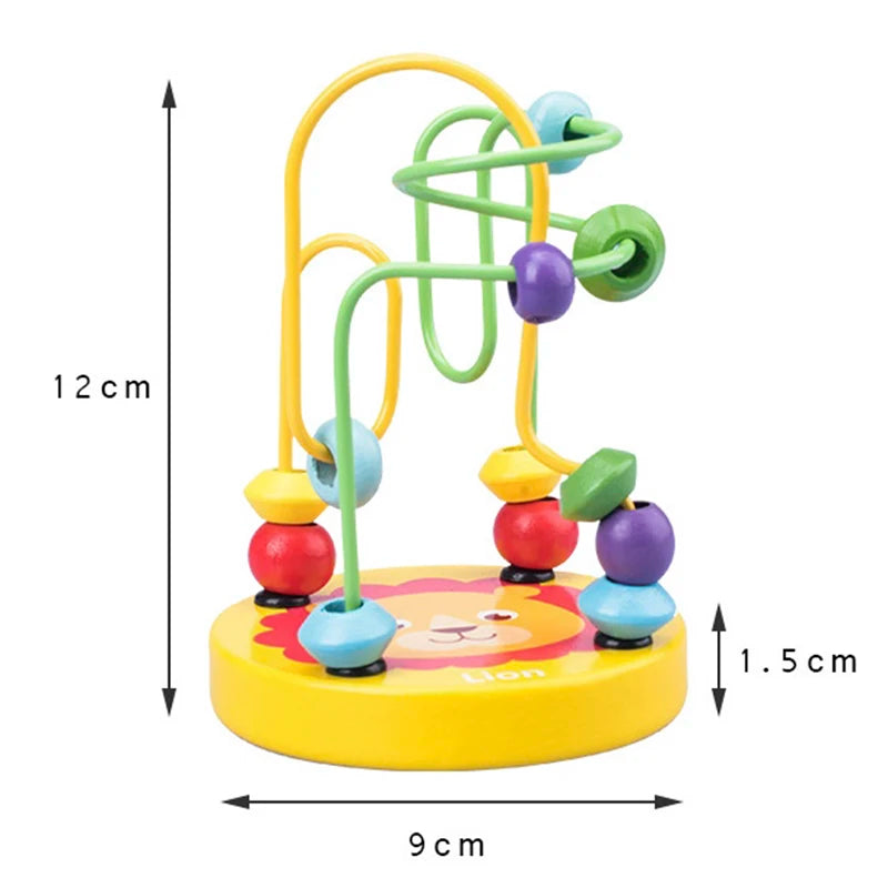 Mini juguetes de madera Montessori para niños, círculos, cuentas, laberinto de alambre, Montaña Rusa, rompecabezas educativos para edades tempranas, juguete para niños