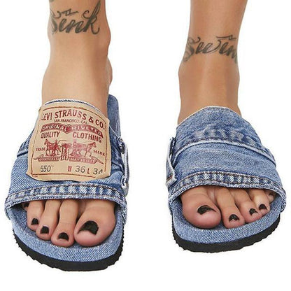Denim Cool Round Head Flat with Non-slip Comfortable