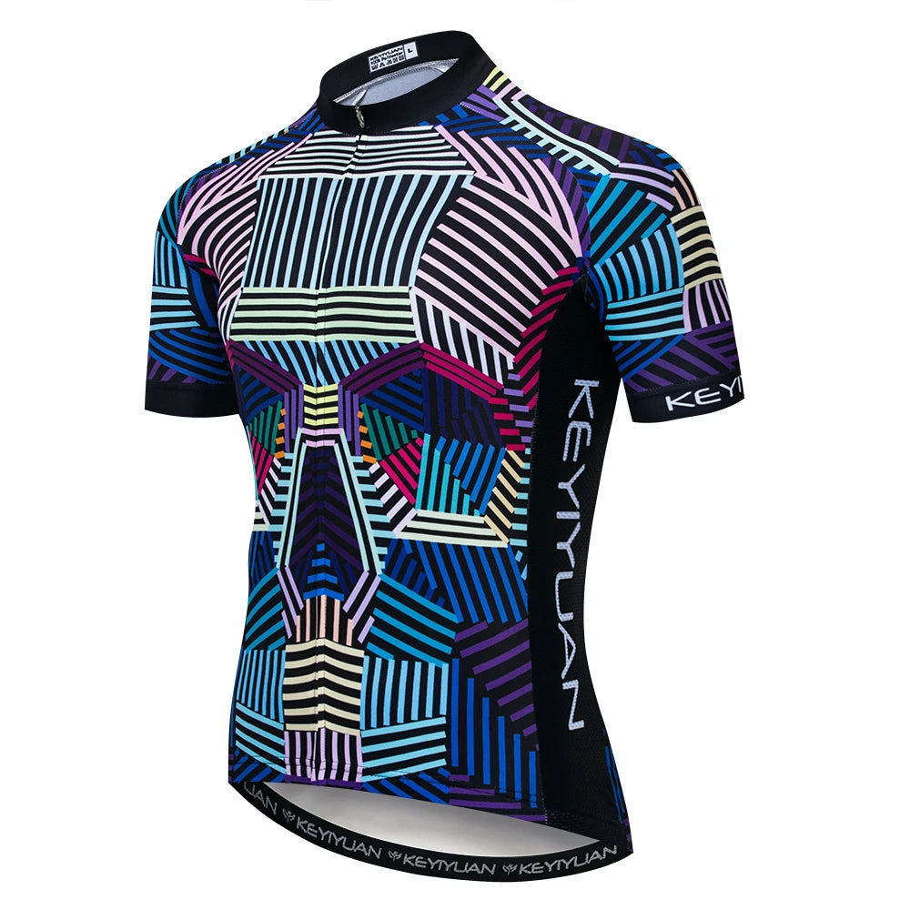 KEYIYUAN New Skull Series Men Bike Jersey Short Sleeve MTB Cycling Shirt Road Mountain Bicycle Clothing Tops Wielerkleding Heren