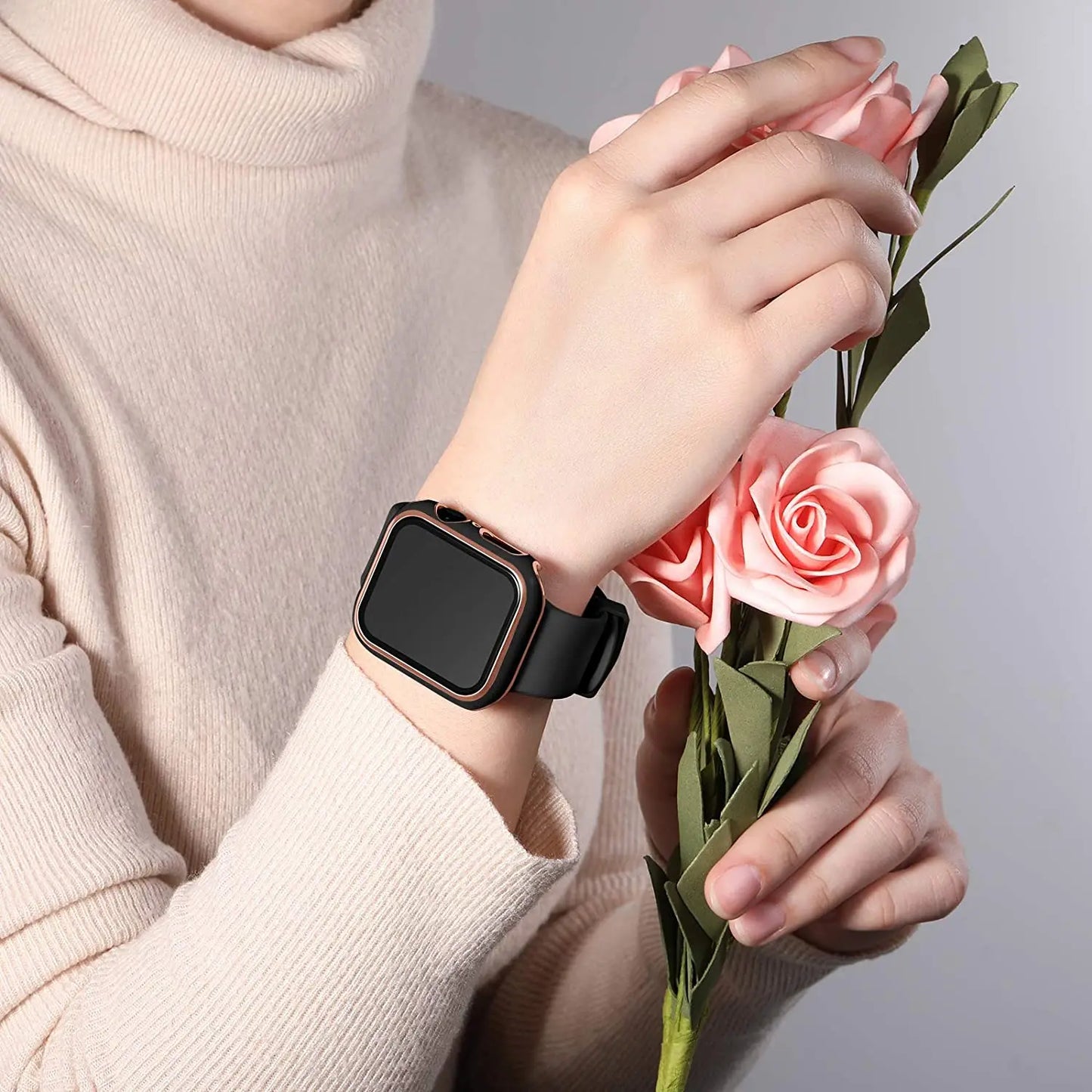 Cover For Apple watch Case 45mm 41mm 44mm 40mm 42mm 38mm PC Tempered Glass Screen Protector iWatch series 9 7 8 5 6 4 3 SE band