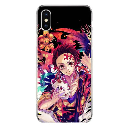 Anime Demon 😈 Slayer Kimetsu no Yaiba Japan Phone Case For Apple iphone 15 + 14 13 12 Mini 11 Pro Max SE X XS XR 7 8 6S Plus