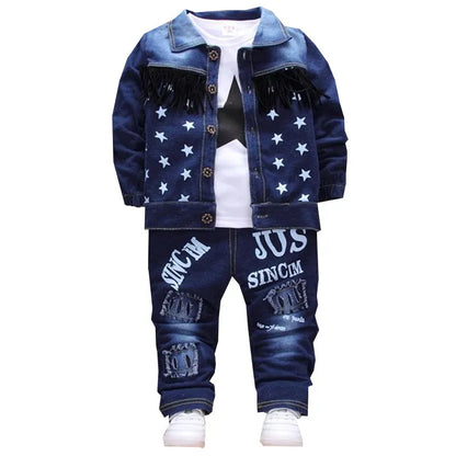 Boys Clothing Sets New Kids Cotton Suit Autumn Long - sleeved Three piece jacket+jeans+t-shirt fashion casual children Sets