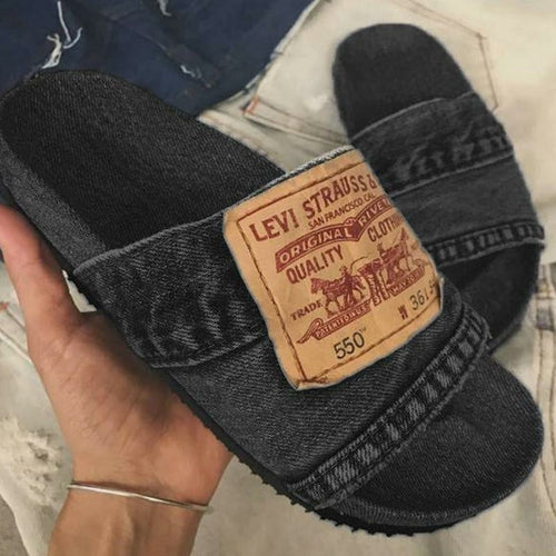 Denim Cool Round Head Flat with Non-slip Comfortable