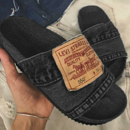 Denim Cool Round Head Flat with Non-slip Comfortable