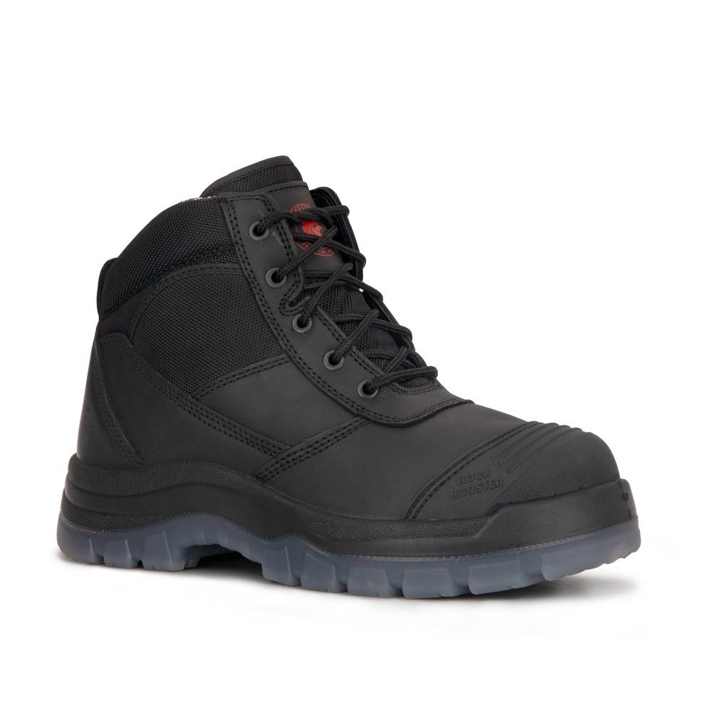 ROCKROOSTER Crisson Black 6 inch Zip sided Steel Toe Leather Work