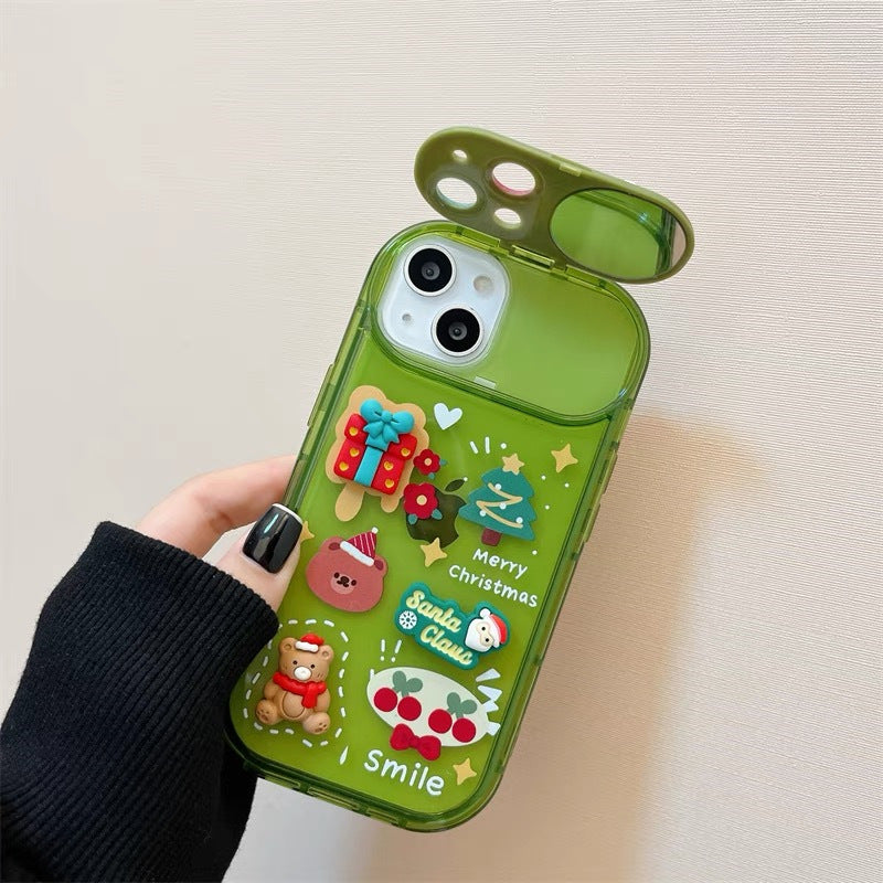 Navidad Santa Claus lindo alce sombrero colgante Flip funda de teléfono de Navidad para I Phone 15 14 13 12 11 Pro Max Pro funda protectora de silicona