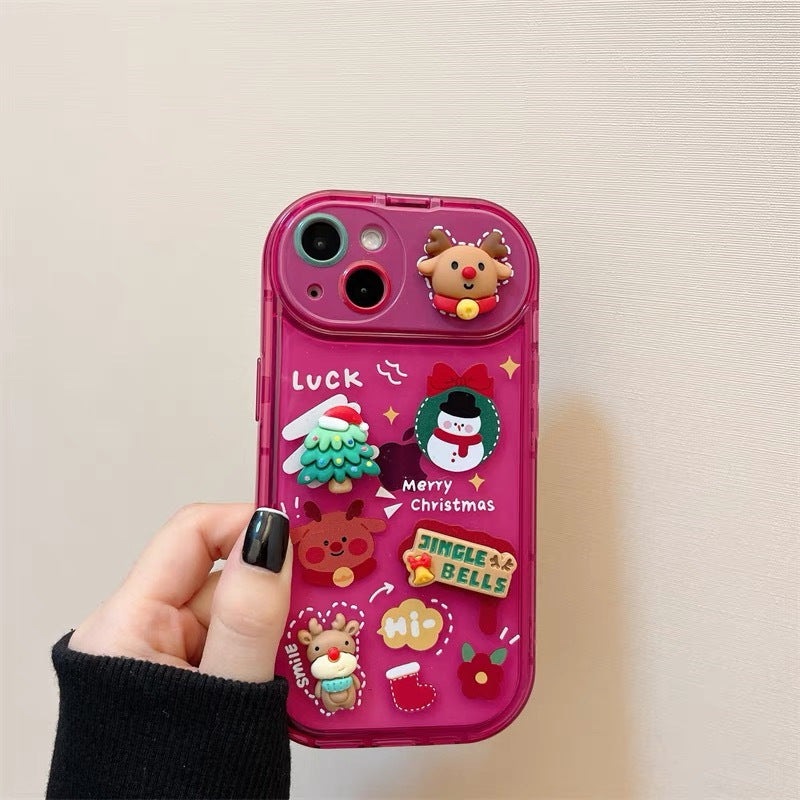 Navidad Santa Claus lindo alce sombrero colgante Flip funda de teléfono de Navidad para I Phone 15 14 13 12 11 Pro Max Pro funda protectora de silicona