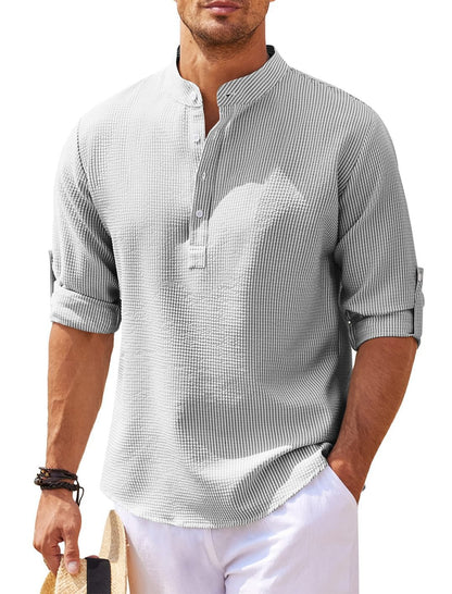 Stand Collar Button Shirt Summer Pineapple Texture Shirt Casual Top Men's Clothing  in