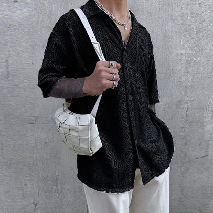 Men’s summer see-through lace shirt