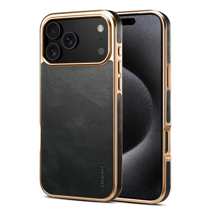 Luxury Oil Wax Cowhide Leather Case for iPhone 16 Pro Max 17 Air 15 Plus 14 Pro 13 12 Lens Electroplating Protective Phone Cover