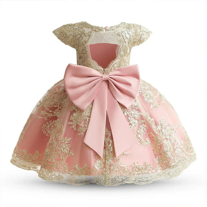 Toddler Baby Girls Lace Dress Elegant Embroidery Flower Princess Dresses for 1-5 Years Newborn Infant Green Christmas Costumes