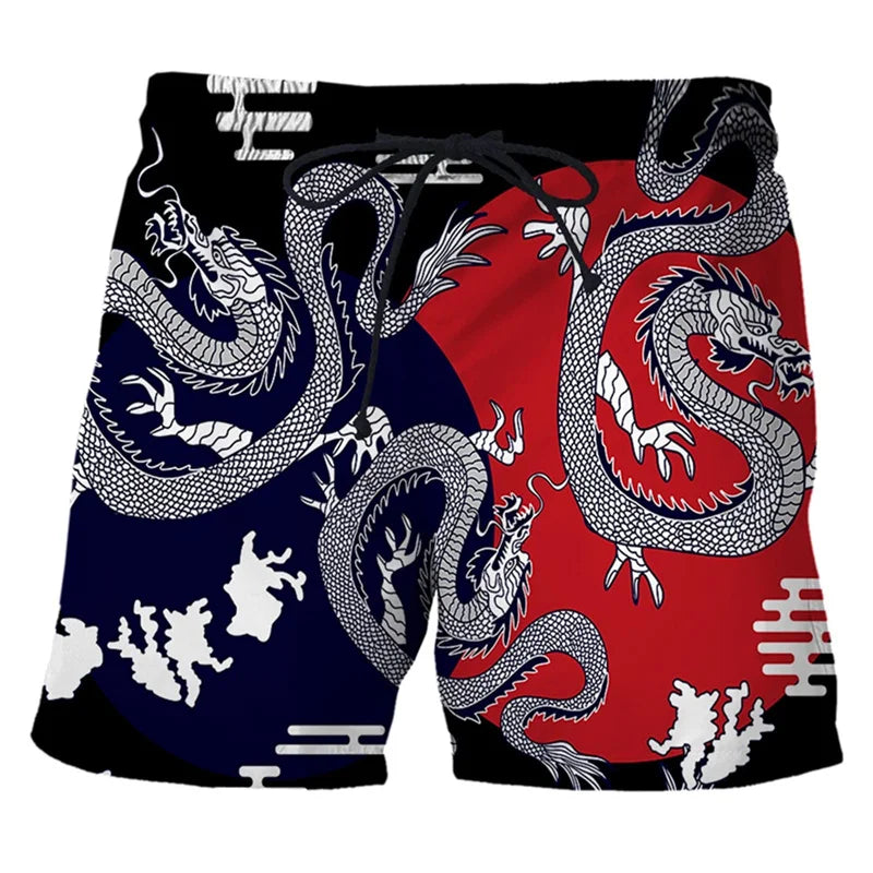 Bañadores con estampado 3d de dragón chino para hombre, pantalones cortos de playa hawaianos, pantalones cortos holgados de secado rápido para tabla de Surf, traje de baño, pantalones cortos de calle