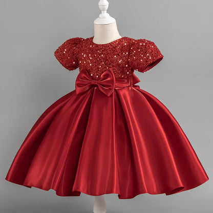 Baby Girls Christmas Dress Sequin ShortSleeve Party Dress Birthday Toddler Dress Wedding Princess Dress for Kid Girl Luxury Cown