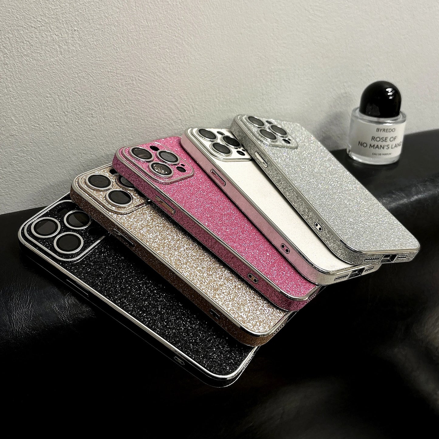 Luxury Bling Glitter Leather Case For iPhone 16 15 14 13 12 11 Pro Max Sparkling Soft Silicone Shockproof Plating Bumper Cover