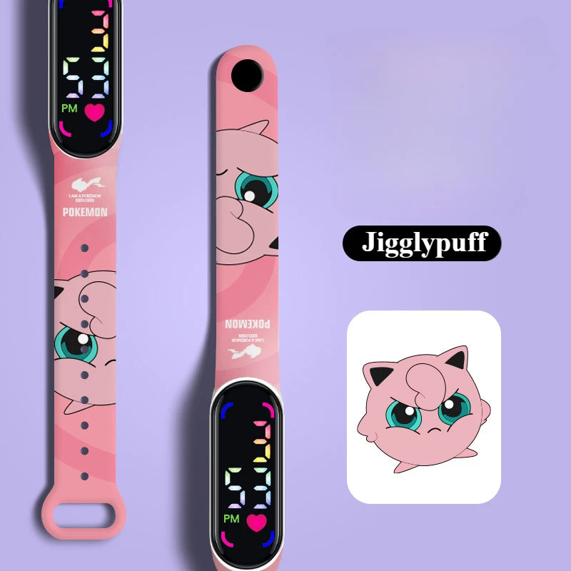 Pokemon Strap LED Electronic Watch New Cute Pikachu Gengar Waterproof Bracelet Fashion Boy Girl Digital Watches Birthday Gift