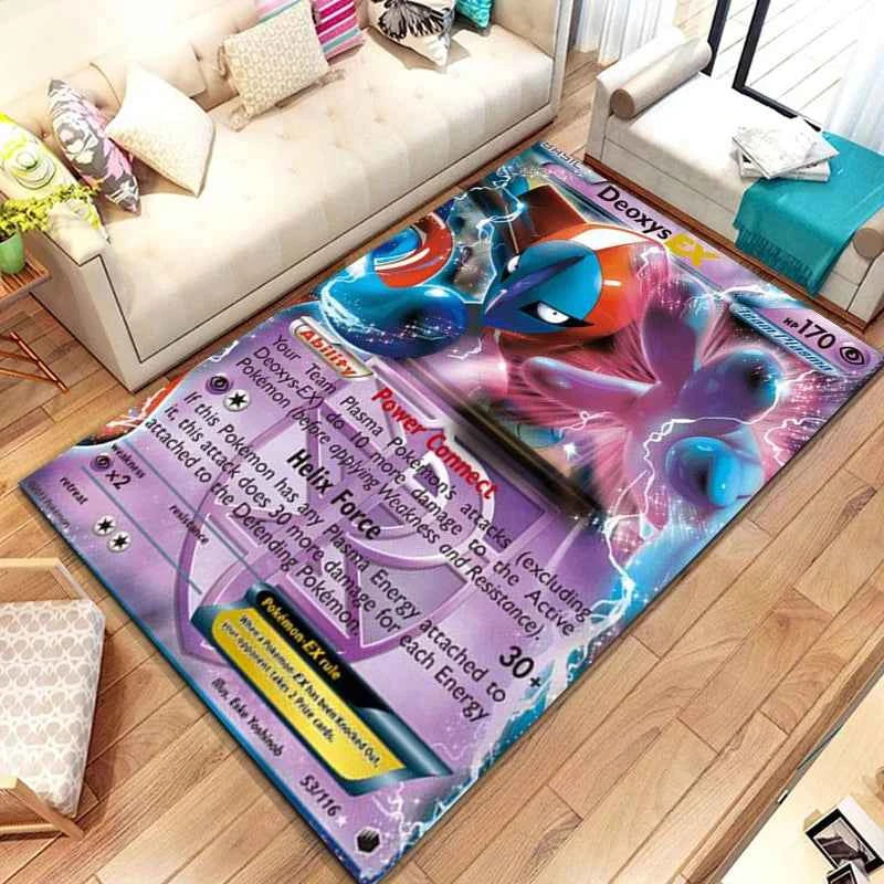 Pokemon Anime Card Pattern Large Area Rug 3D Carpet for Home Living Room Children's Bedroom Sofa Non-slip Kids Doormat Decor M