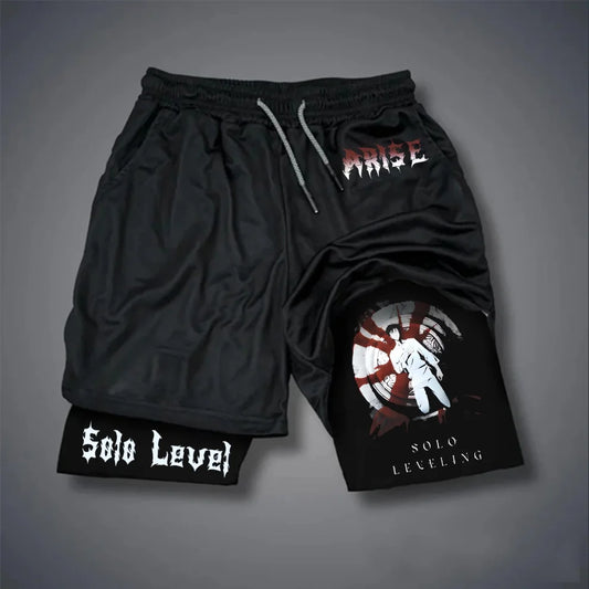 Anime Solo Leveling Shorts Man Double-layer 2-1 Compression Sport Gym Basketball Shorts Quick-drying Pants Sweatpants Summer Y2k