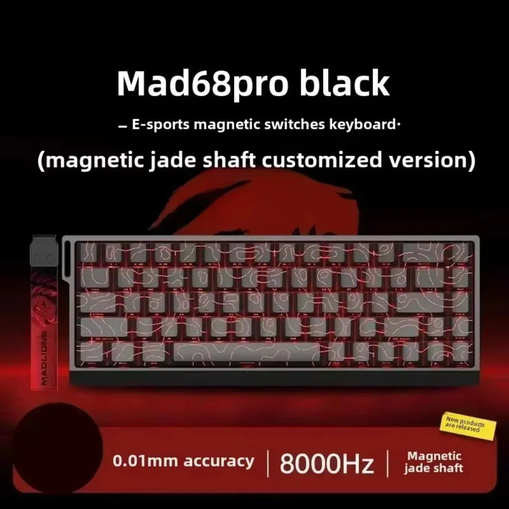 MADLIONS MAD 60/68HE Gaming Magnetic Switch Keyboard 61/68 Key Web Drive 8K Wired Custom Return RT Adjustable Keystroke Hot Swap