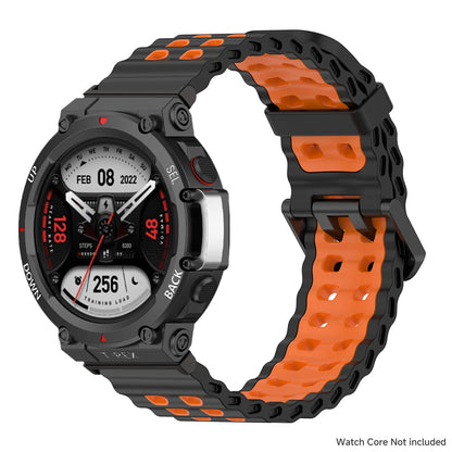 Marine band for Amazfit watch T-rex 3/2/ultra two-tone elastic silicone strap for T-Rex/T Rex Pro breathable sport bracelet