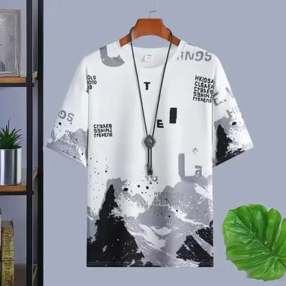 Loose Short Sleeve round Neck T-Shirt Thin Summer Casual Style for Men Breathable Streetwear Student Stall Short T-Shirt