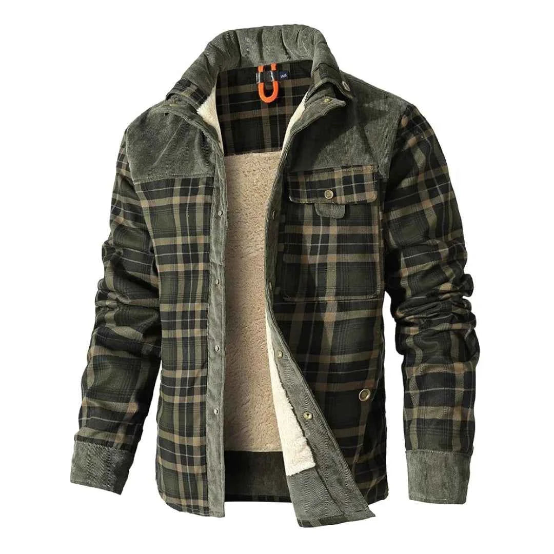 Men's Jackets Winter Windproof Warm Casual Bomber Coat Plaid Sherpa Lined Flannel Outdoor Classic Jacket Men US Size