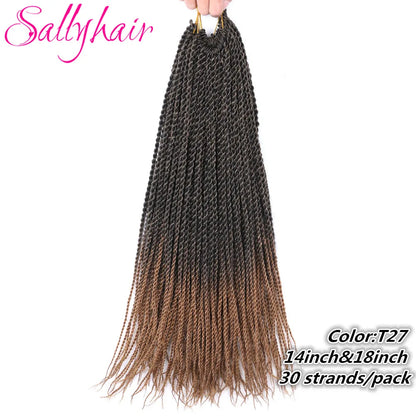 Sallyhair Synthetic Senegalese Twist 30Roots/Pack Crochet Braids Hair Brown Color Braid Hair Ombre Micro Senegal Braiding Hair