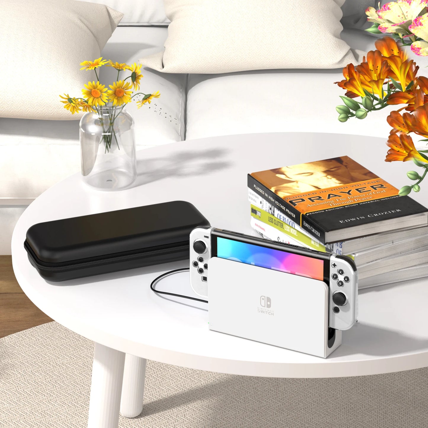 Para Switch OLED modelo Estuche de transporte 9 en 1 Kit de accesorios para Nintendo Switch modelo OLED 2022 con funda protectora