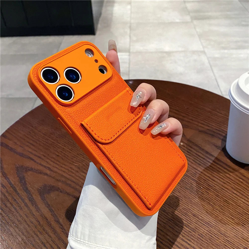 Elegant Leather Card Holder Wallet Case for iPhone 17