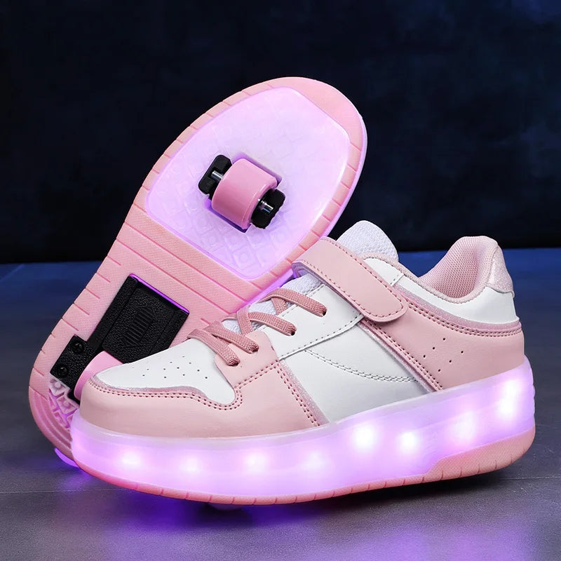 Children's shoes new roller skates walking shoes Children's sports shoes elementary school roller shoes flashing roller skates