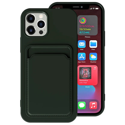 Push Card Slot Matte Soft TPU Bumper Case For iPhone 16 15 14 13 12 11 Pro Max Plus Mini X XS XR Max Shockproof Wallet Cover