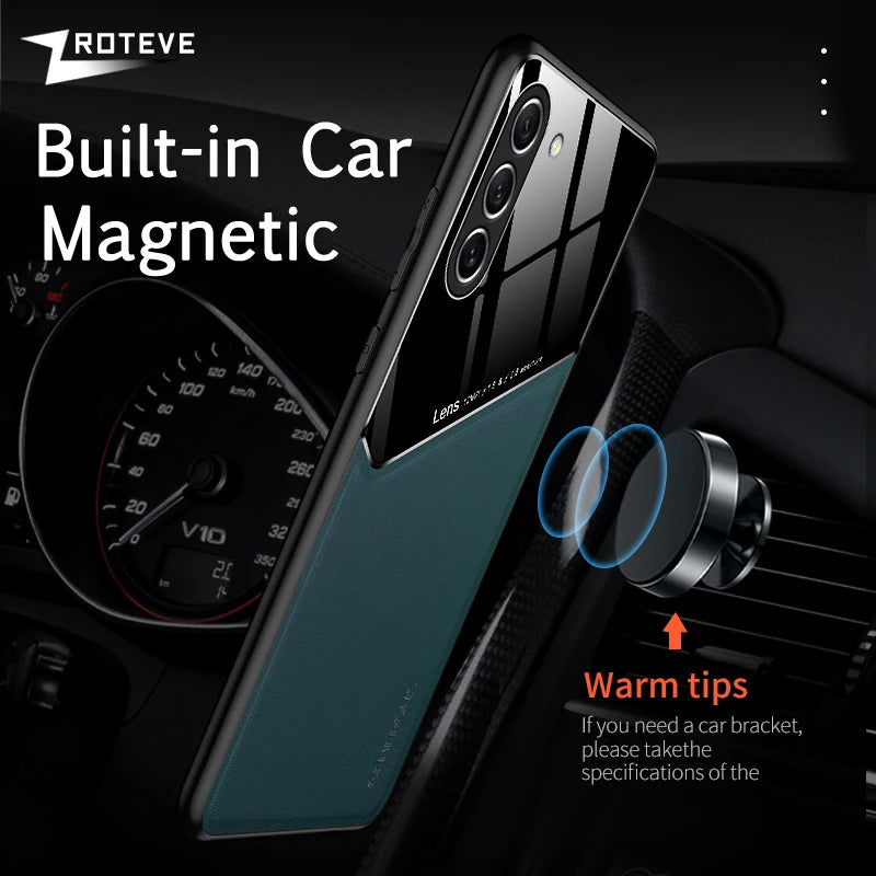 S24 Ultra Case Zroteve PU Leather Car Magnetic Hard PC Cover For Samsung Galaxy S24 Plus S23 FE S22 S21 S 24 23 22 Phone Cases