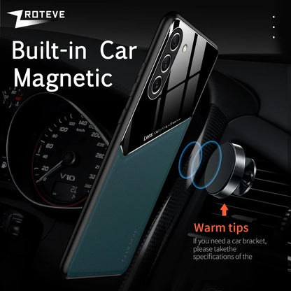 S24 Ultra Case Zroteve PU Leather Car Magnetic Hard PC Cover For Samsung Galaxy S24 Plus S23 FE S22 S21 S 24 23 22 Phone Cases