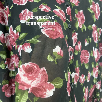 chemisier Flower Print Shirts Women Chiffon Blouse Spring Long Sleeve Sheer Thin Shirt Sunscreen Clothes Tops Blusas Para Mujer