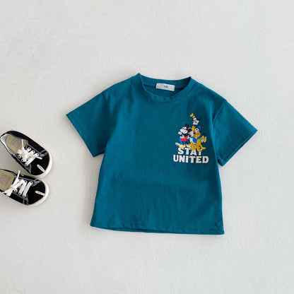 Fashion Casual T-shirt Children's Clothing Printed Cartoon Kids Short Sleeve Tops Tees Boutique Boys Girls Clothes O-neck Tshirt