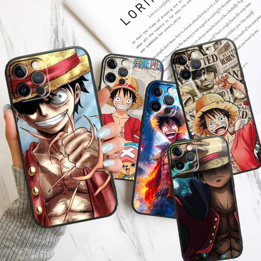 Ones P-Piece Luffys Art For Apple iPhone 15 14 13 12 11 X XS XR 8 Pro Plus Max Mini 5 SE Black Phone Case