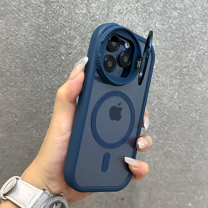 16 ProMax Flip Lens Bracket Magsafe Case for iPhone 16 15 14 13 12 11 Pro Max 16 Plus Fashion Nylon Lanyard Clear Magnetic Cover