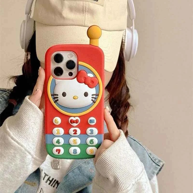 3D Phone Shaped Colorful Cat Silicone Cover Case For 13 14 15 16 Pro Max 11 12