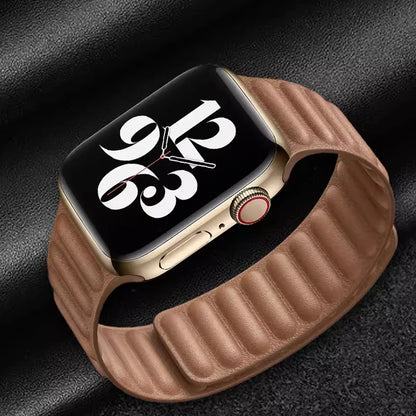 Leather Link For Apple Watch Band 45mm 41mm 44mm 40mm 49mm 38 42mm Magnetic bracelet iWatch Series 9 8 3 SE Ultra 4 5 6 7 Strap