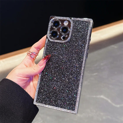 Luxury Diamond Sequin Bling Glitter Case For iPhone 16 15 14 13 Pro Max Electroplated Soft Silicone Shockproof Bumper Cover