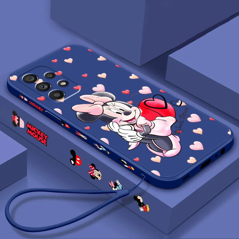 Funda de teléfono con personajes de dibujos animados de Anime, cuerda izquierda líquida rosa para Samsung Note 20 10 A54 A31 A14 A03 A22 A34 A04 A24 Ultra Plus 5G
