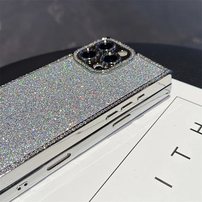 Luxury Diamond Sequin Bling Glitter Case For iPhone 16 15 14 13 Pro Max Electroplated Soft Silicone Shockproof Bumper Cover