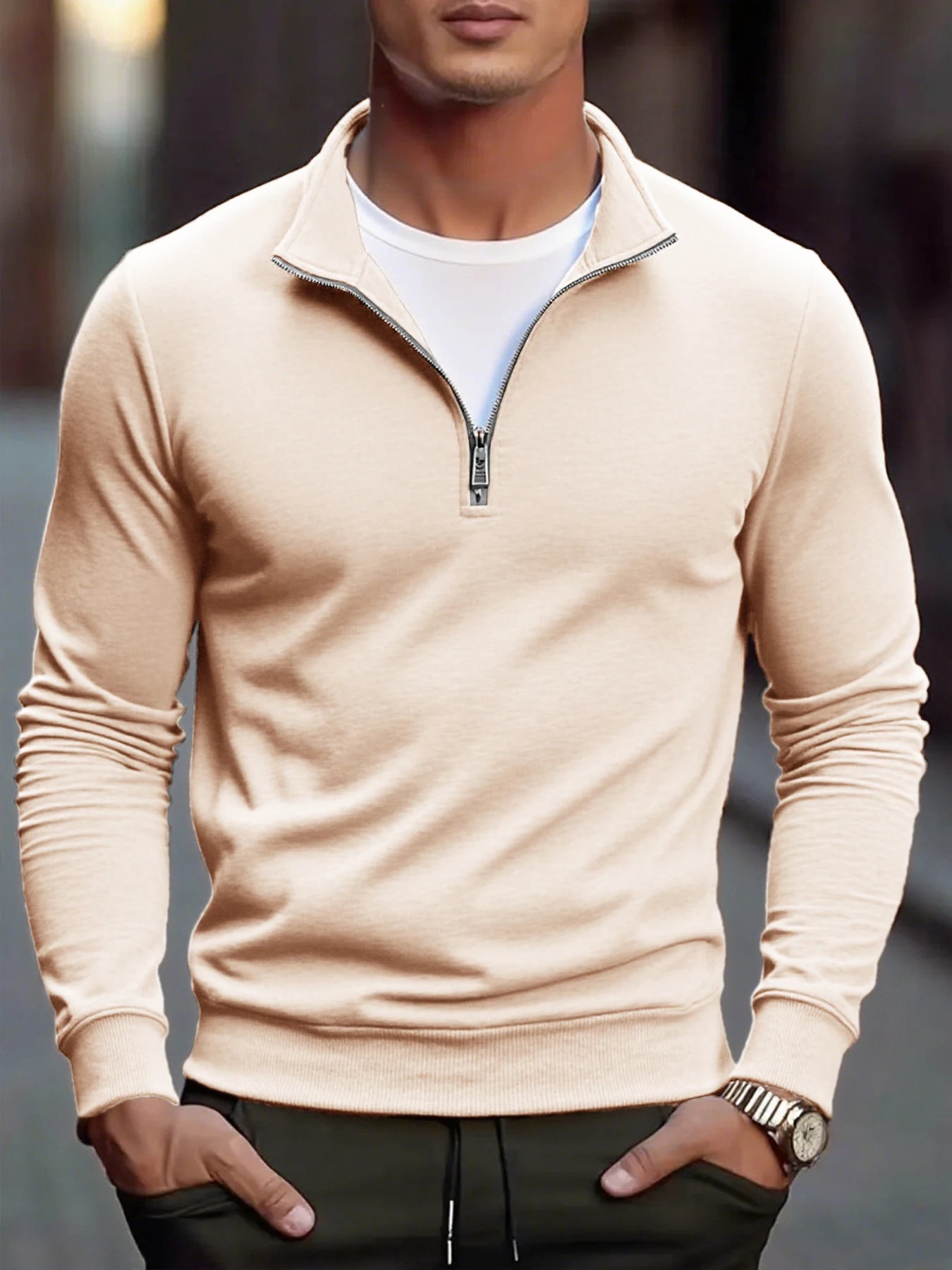 Men's Warm Sweatshirts Breathable Casual Sports Hiking Turtleneck Pullover Tops Men's Outdoor Mock Neck Tops Streetwear