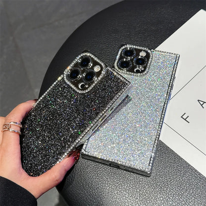 Luxury Diamond Sequin Bling Glitter Case For iPhone 16 15 14 13 Pro Max Electroplated Soft Silicone Shockproof Bumper Cover