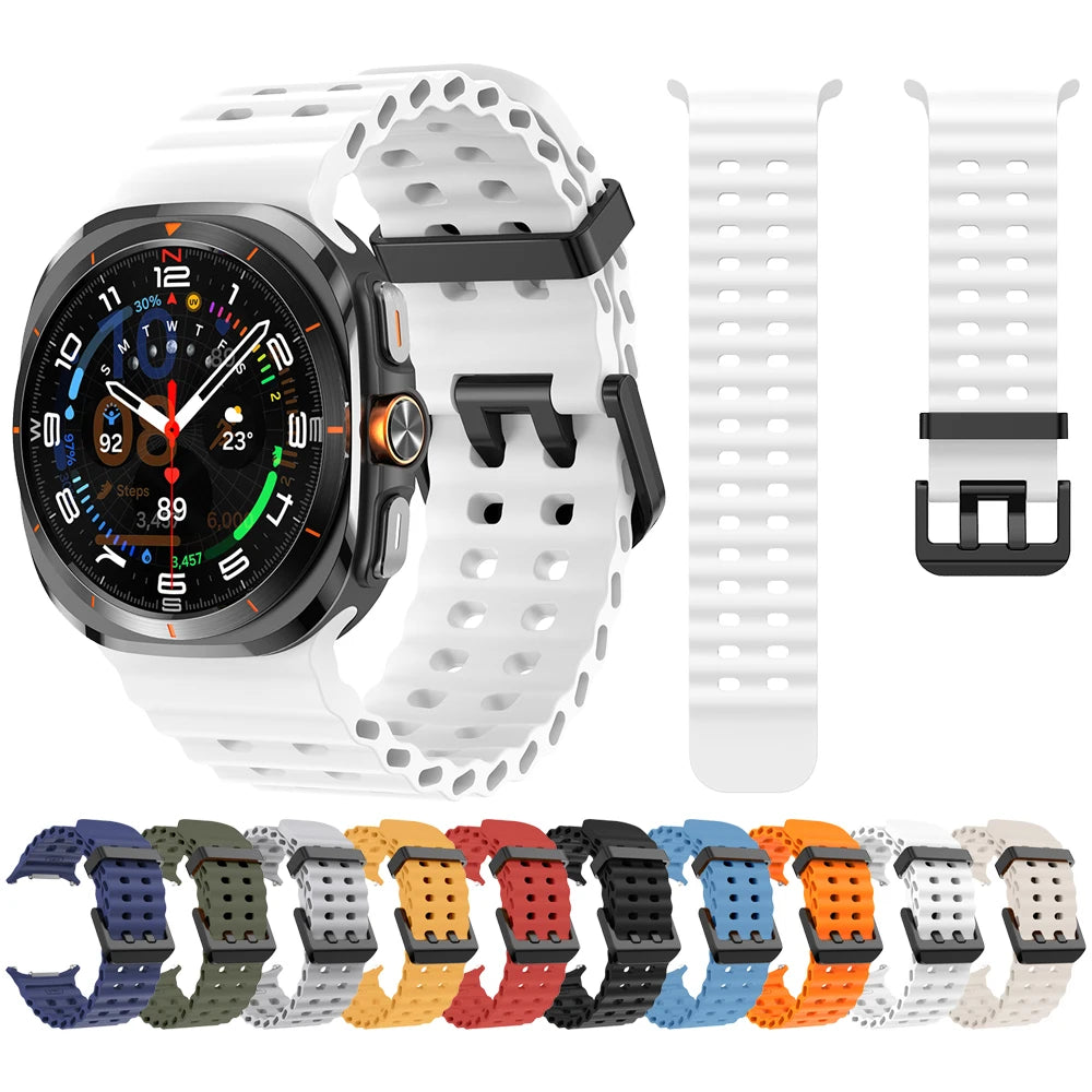 Marine Band For Samsung Galaxy Watch Ultra Sports Silicone Watchband Bracelet For Galaxy Watch Ultra 47mm Replacement Strap