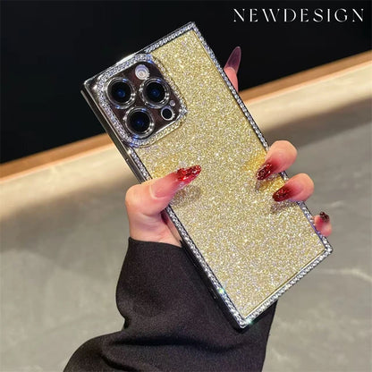 Luxury Diamond Sequin Bling Glitter Case For iPhone 16 15 14 13 Pro Max Electroplated Soft Silicone Shockproof Bumper Cover