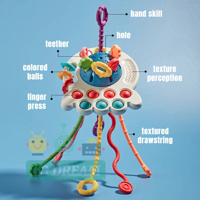 Bebé Montessori desarrollo sensorial juguetes educativos tirar de la cuerda dedo agarre entrenamiento juguete de Aprendizaje Temprano dentición libre de BPA 1-3Y