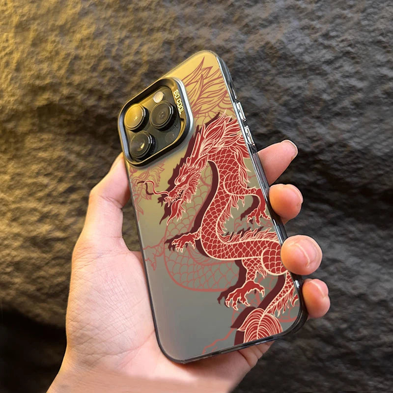 Chinese Dragon Pattern Matte Laser Case For Samsung A54 Cases Galaxy A15 A35 A55 A34 A33 A53 S24 Ultra S23 S22 Plus S21 FE Cover