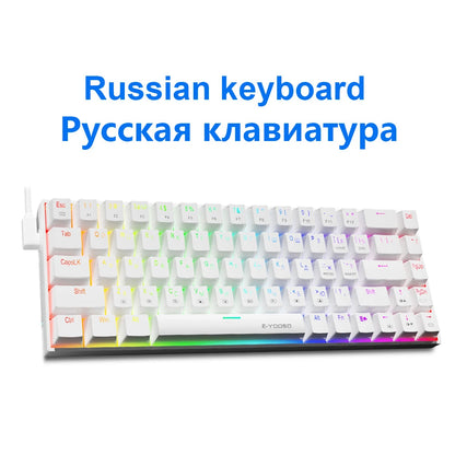 E-YOOSO Z686 RGB USB 60% Mini slim Mechanical Gaming Wired Keyboard Red Switch 68 Keys Gamer for Compute PC Laptop